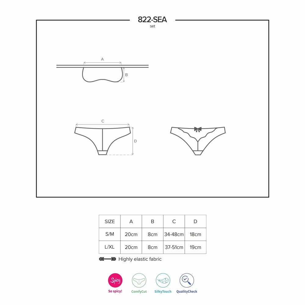 Sexy set mascherina + slip Obsessive 822-sea-3 rosso