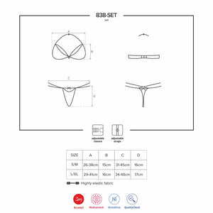 Sexy set reggiseno + perizoma Obsessive 838-set-1 nero