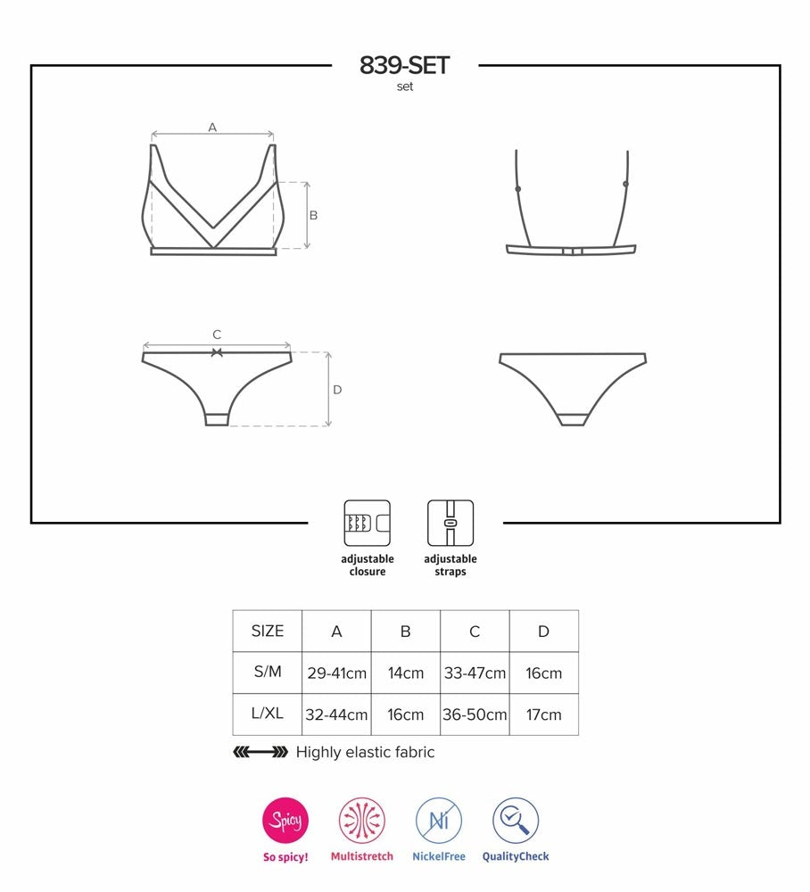 Sensuale set reggiseno + brasiliana Obsessive 839-set-1 nero