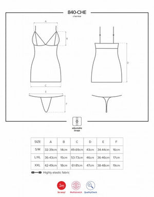 Sexy chemise sottoveste + perizoma 840-che-1 Obsessive 2 pezzi