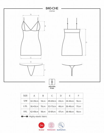 Sexy chemise sottoveste + perizoma 840-che-1 Obsessive 2 pezzi