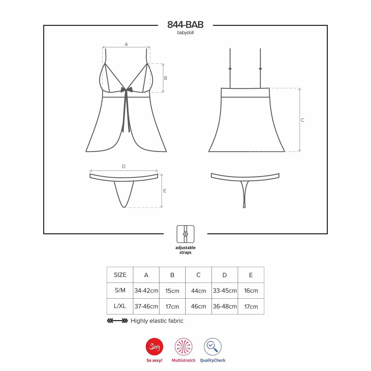 Sexy coordinato babydoll + perizoma Obsessive 844-bab-1