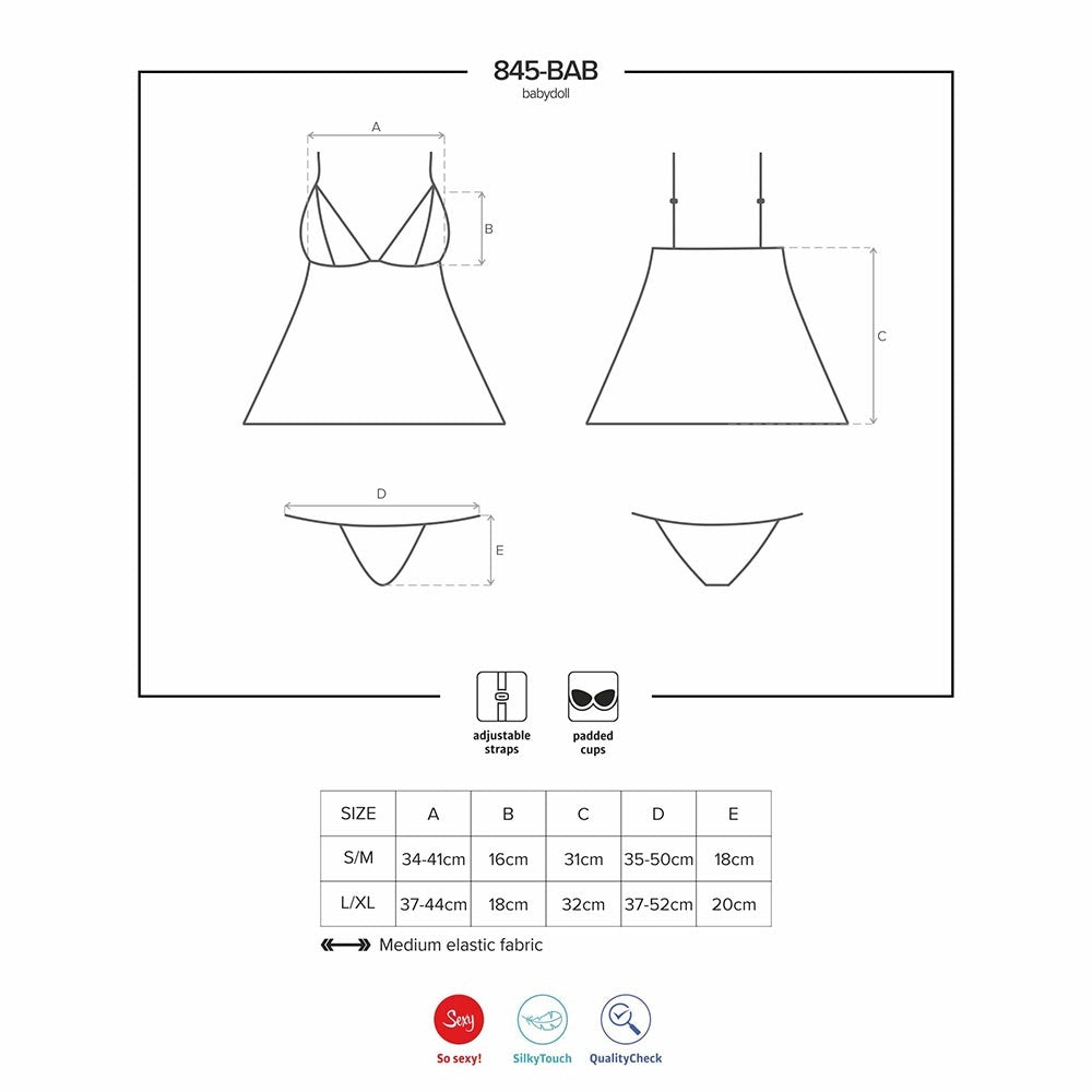 Sexy coordinato babydoll + slip Obsessive 845-bab-5