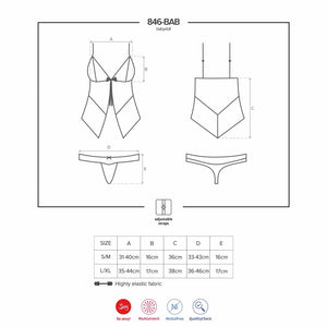 Sexy completino intimo babydoll + perizoma Obsessive 846-bab-1