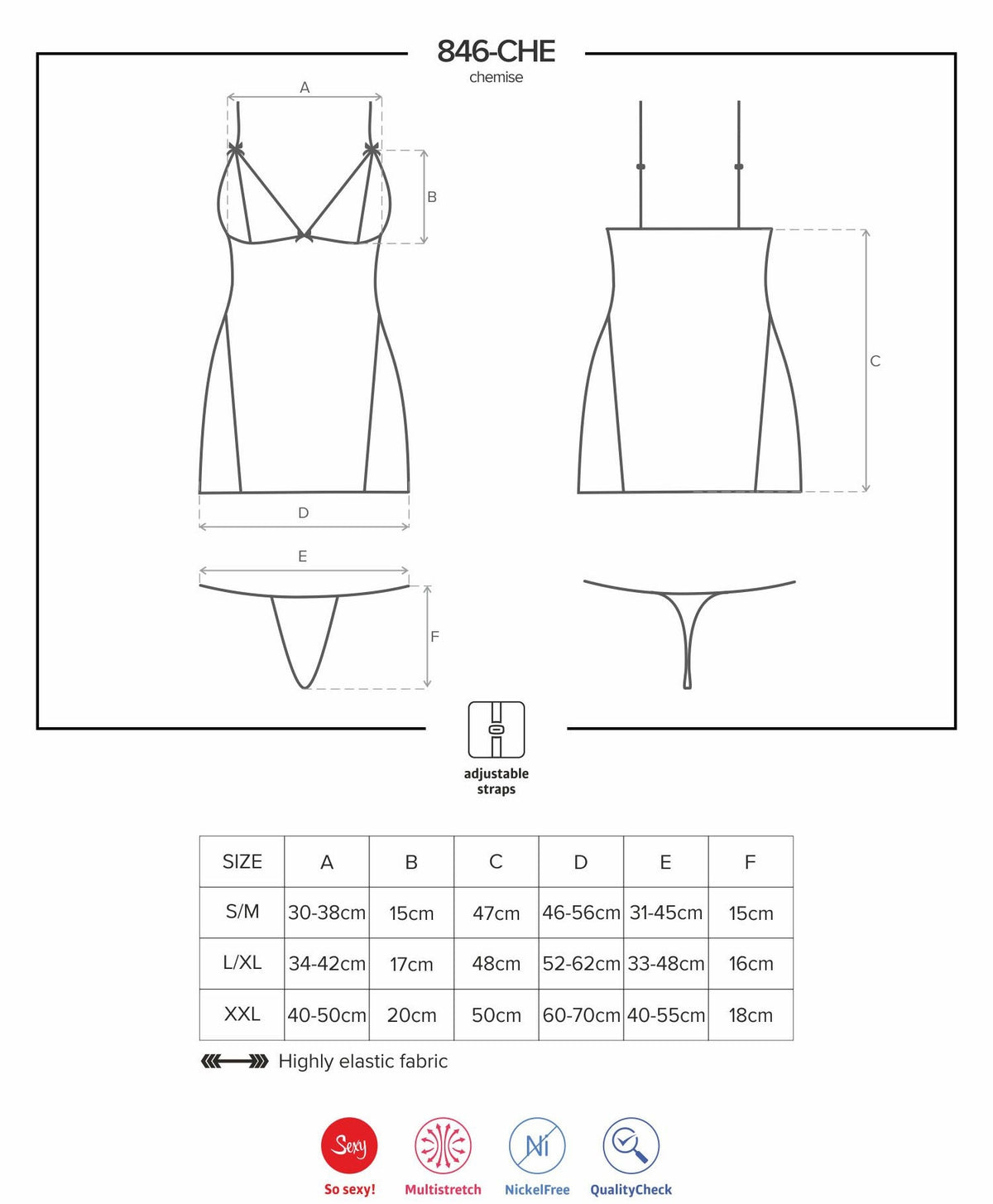 Sexy settoveste + perizoma Obsessive 846-che-1 nero