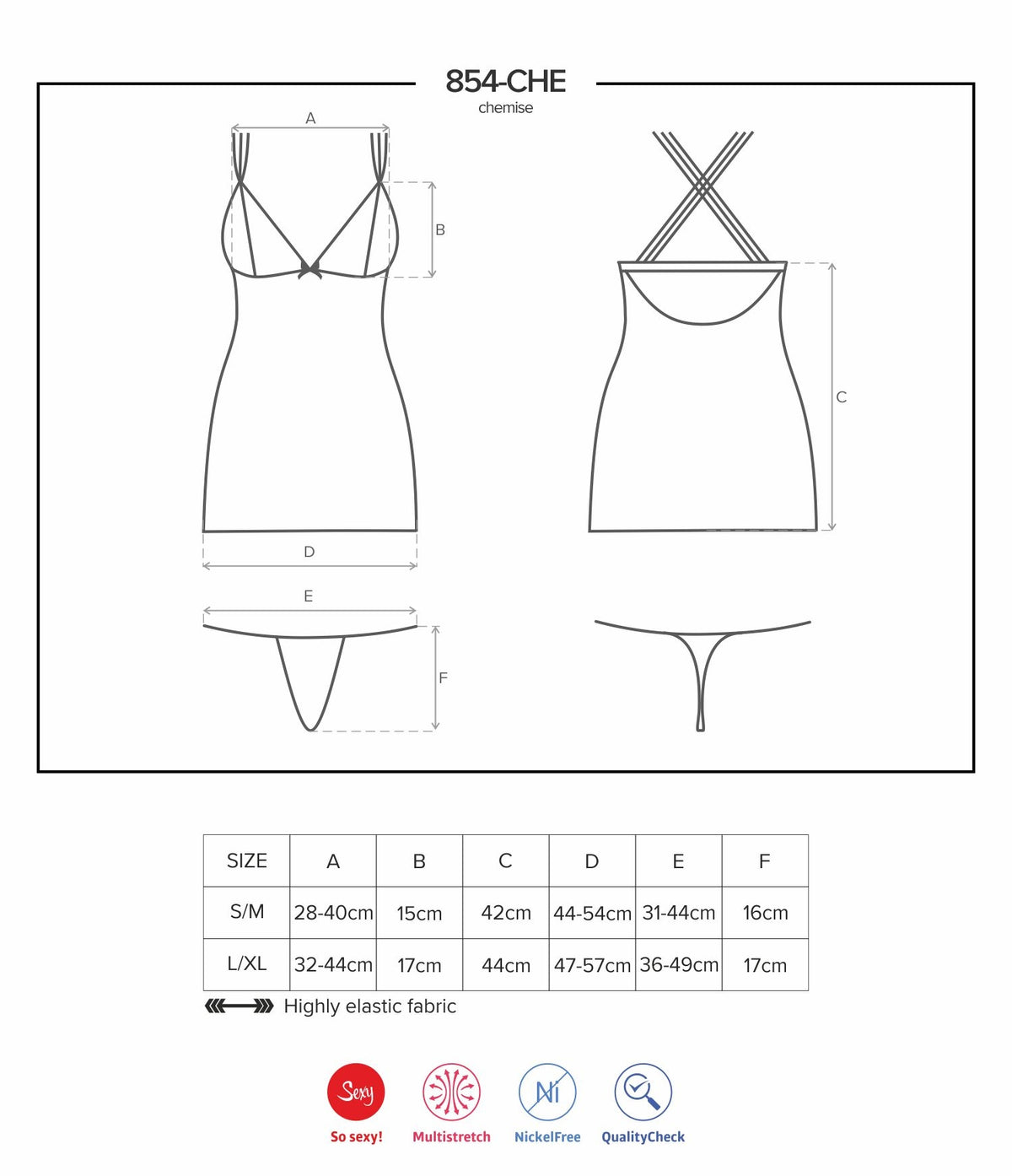 Sexy sottoveste + perizoma Obsessive 854-CHE-1 trasparente