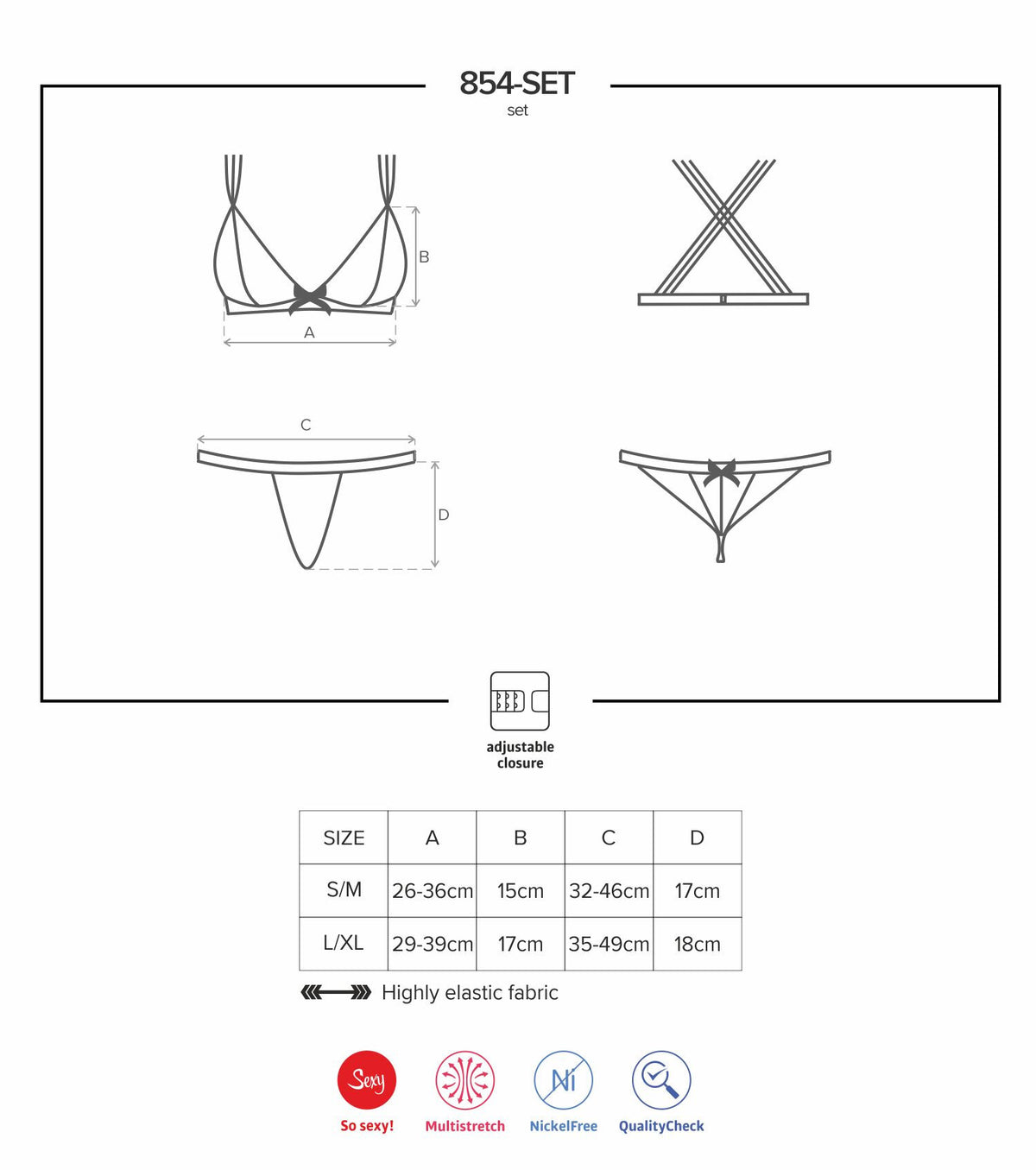 Sexy set Obsessive 854-set-1 reggiseno + perizoma 2 pz.