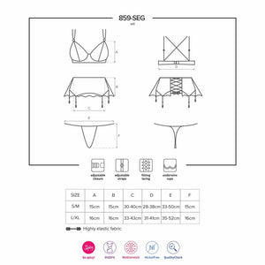 Sexy set reggiseno + reggicalze + perizoma Obsessive 859-seg-1 nero
