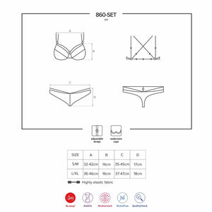 Sexy completino reggiseno + perizoma Obsessive 860-set-1 in pizzo nero