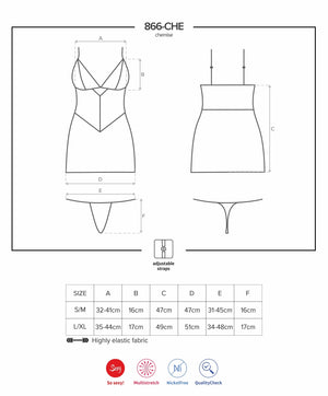 Sexy sottoveste + perizoma Obsessive 866-che-1 
