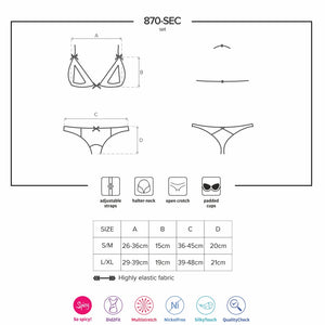 Sexy coordinato intimo hot Obsessive 870-sec-3 rosso