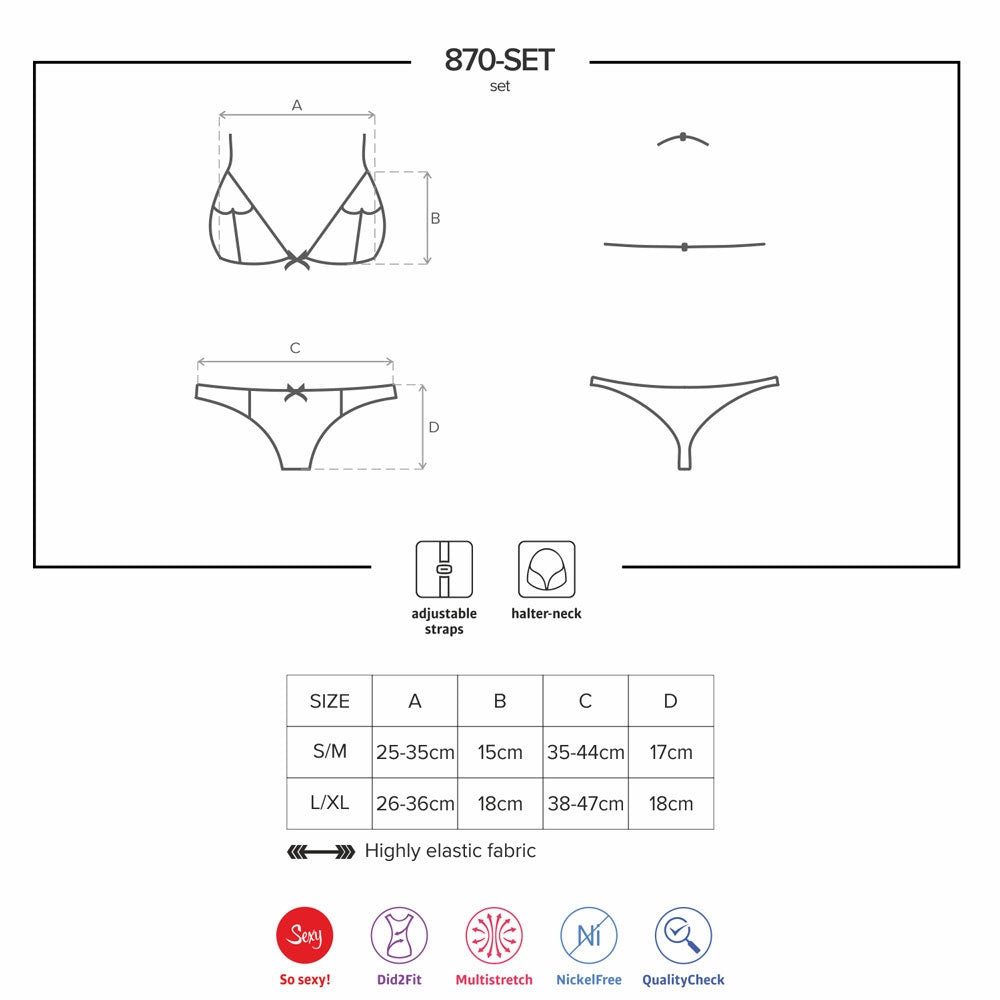 Sexy coordinato Obsessive 870-set-3 reggiseno + perizoma rosso