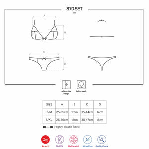 Sexy coordinato Obsessive 870-set-3 reggiseno + perizoma rosso