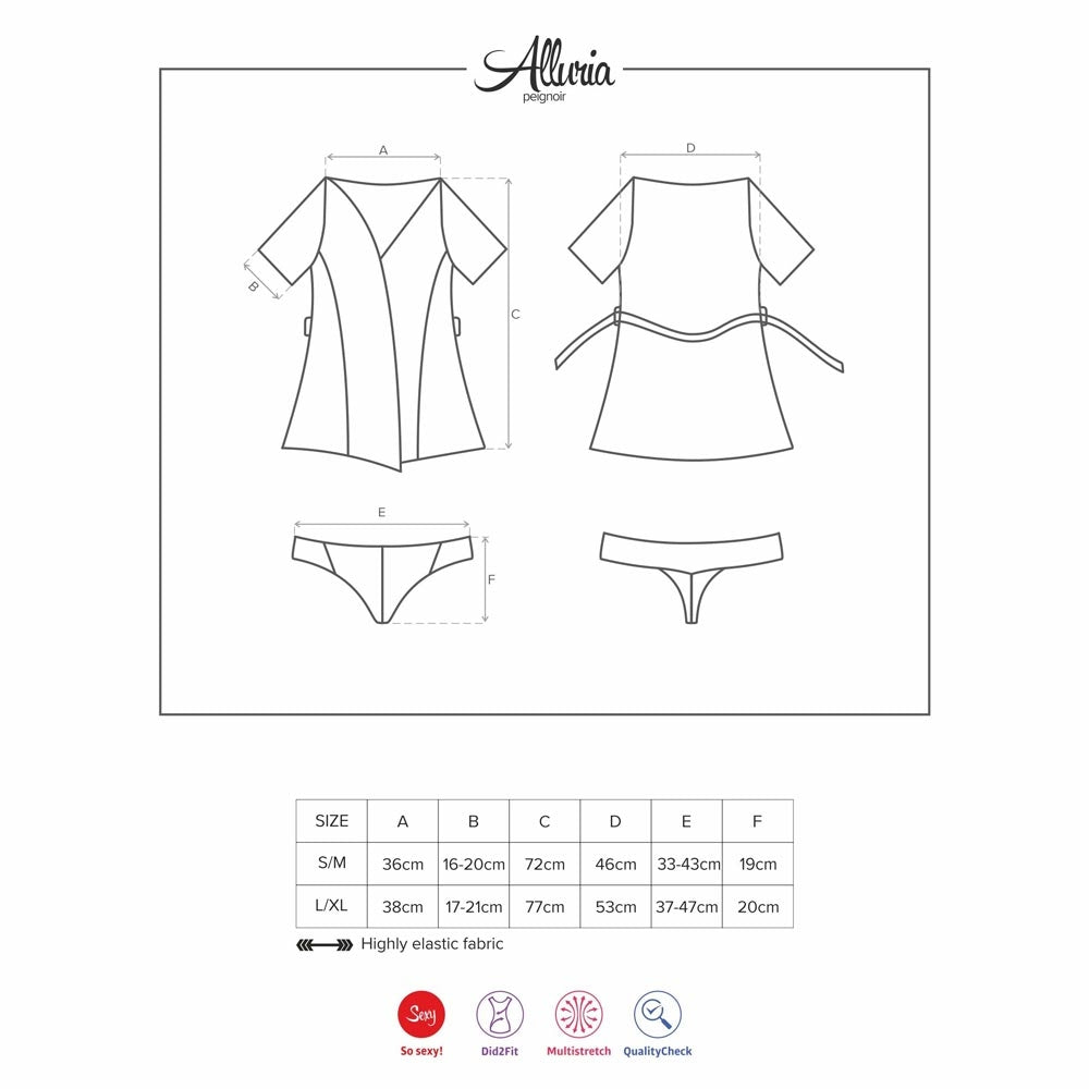 Sexy vestaglia donna Obsessive alluria peignoir e thong