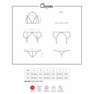 Sexy coordinato reggiseno + reggicalze + perizoma Obsessive charmea set