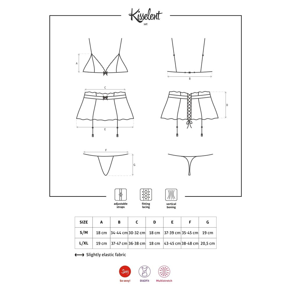 Sexy set reggiseno + reggicalze + perizoma Obsessive kisselent