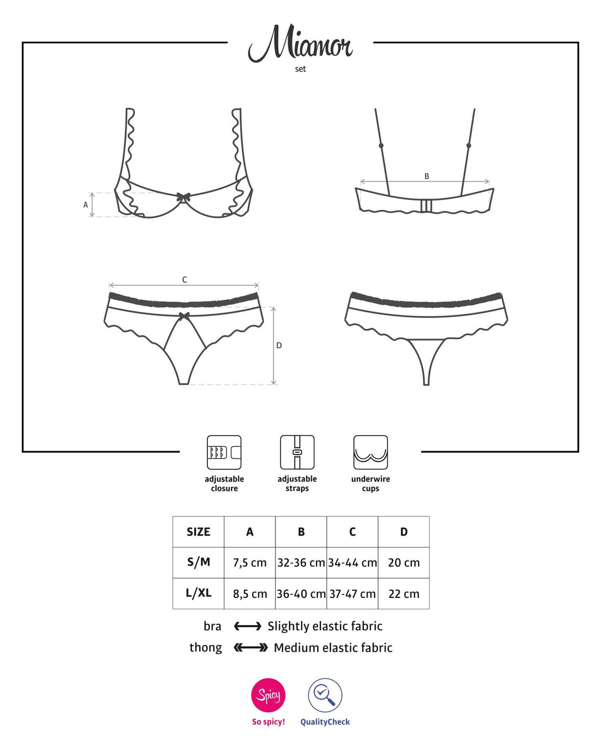 Sexy set Obsessive Miamor seno scoperto + mutandine nero 2 pz