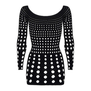 Sexy mini abitino traforato Obsessive rocker dress nero