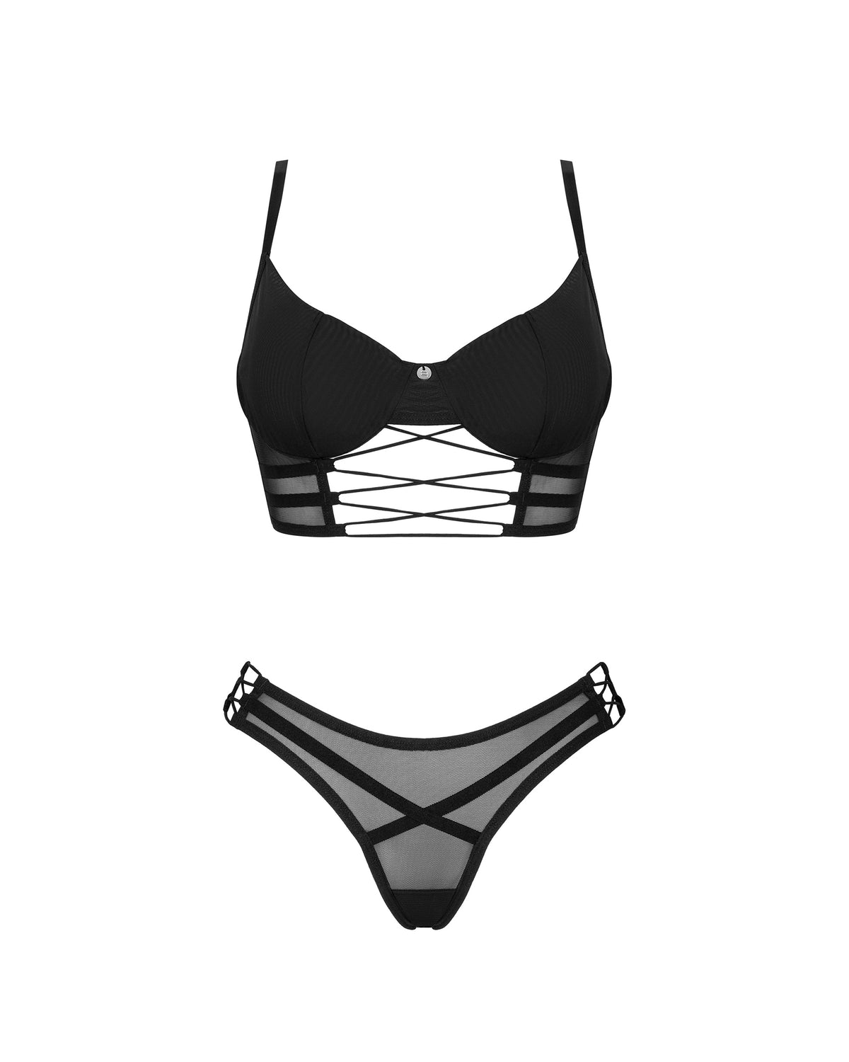 Bustier bra + perizoma incrocio 2 pcs - set Obsessive Roxelia 