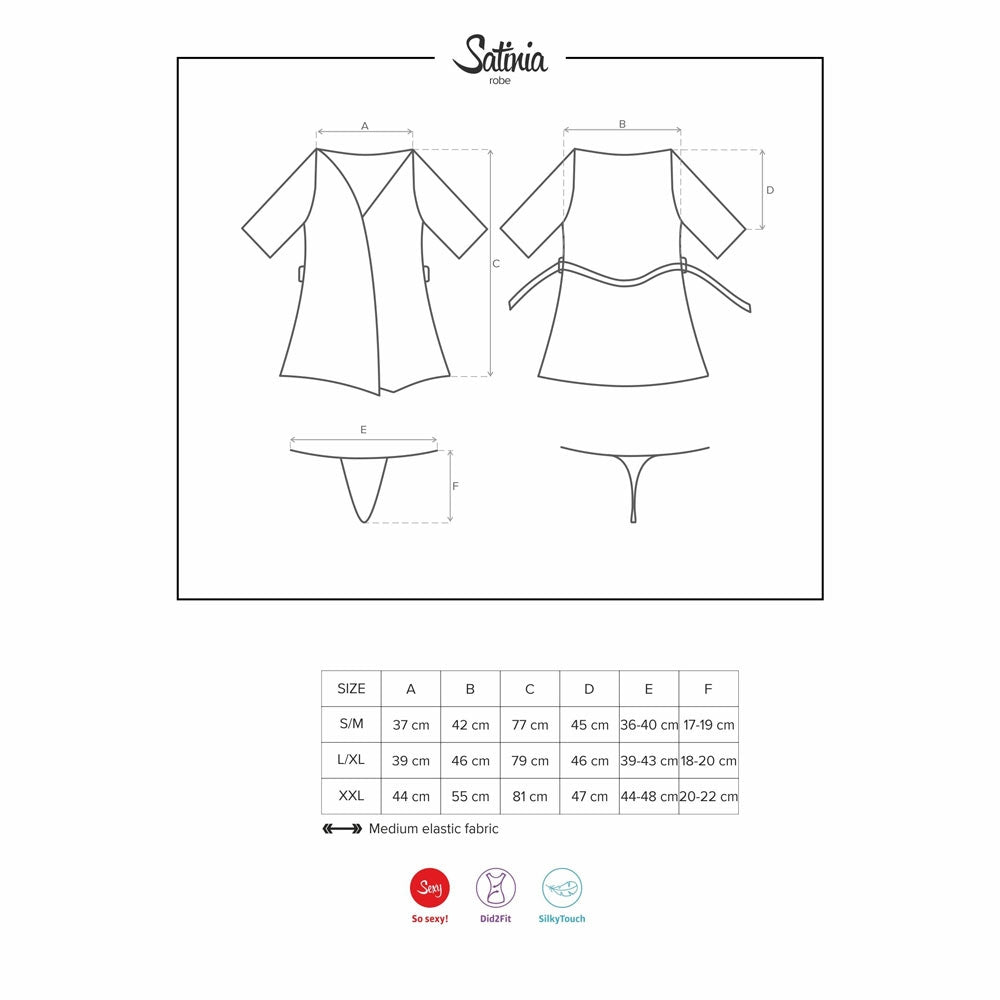 Vestaglia + perizoma Obsessive satinia robe e thong blu
