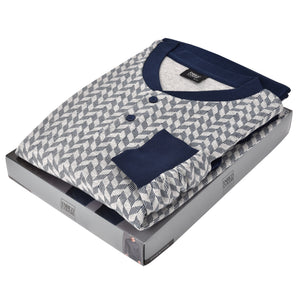 Pigiama uomo Enrico Coveri caldo cotone fantasia grigio blu EP2101