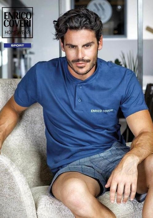 Pigiama Enrico Coveri ep9066 uomo corto cotone jeans
