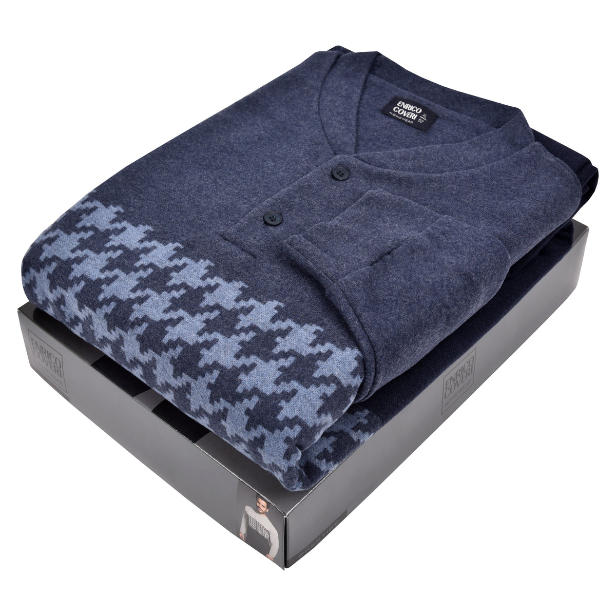 Pigiama uomo invernale Enrico Coveri EP2107 caldo punto milano jeans