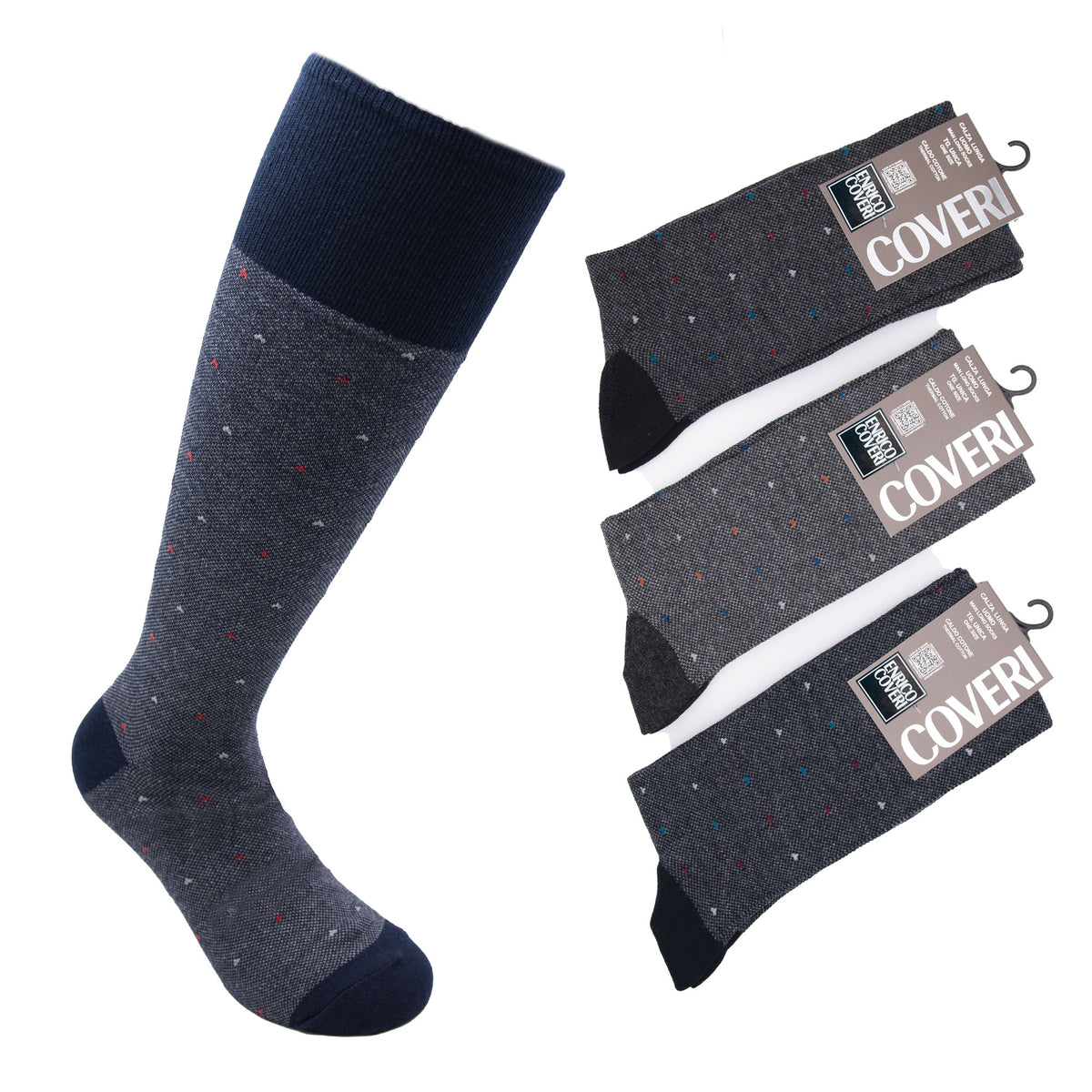 Calze lunghe uomo invernali Enrico Coveri 220 caldo cotone 4 paia var. A