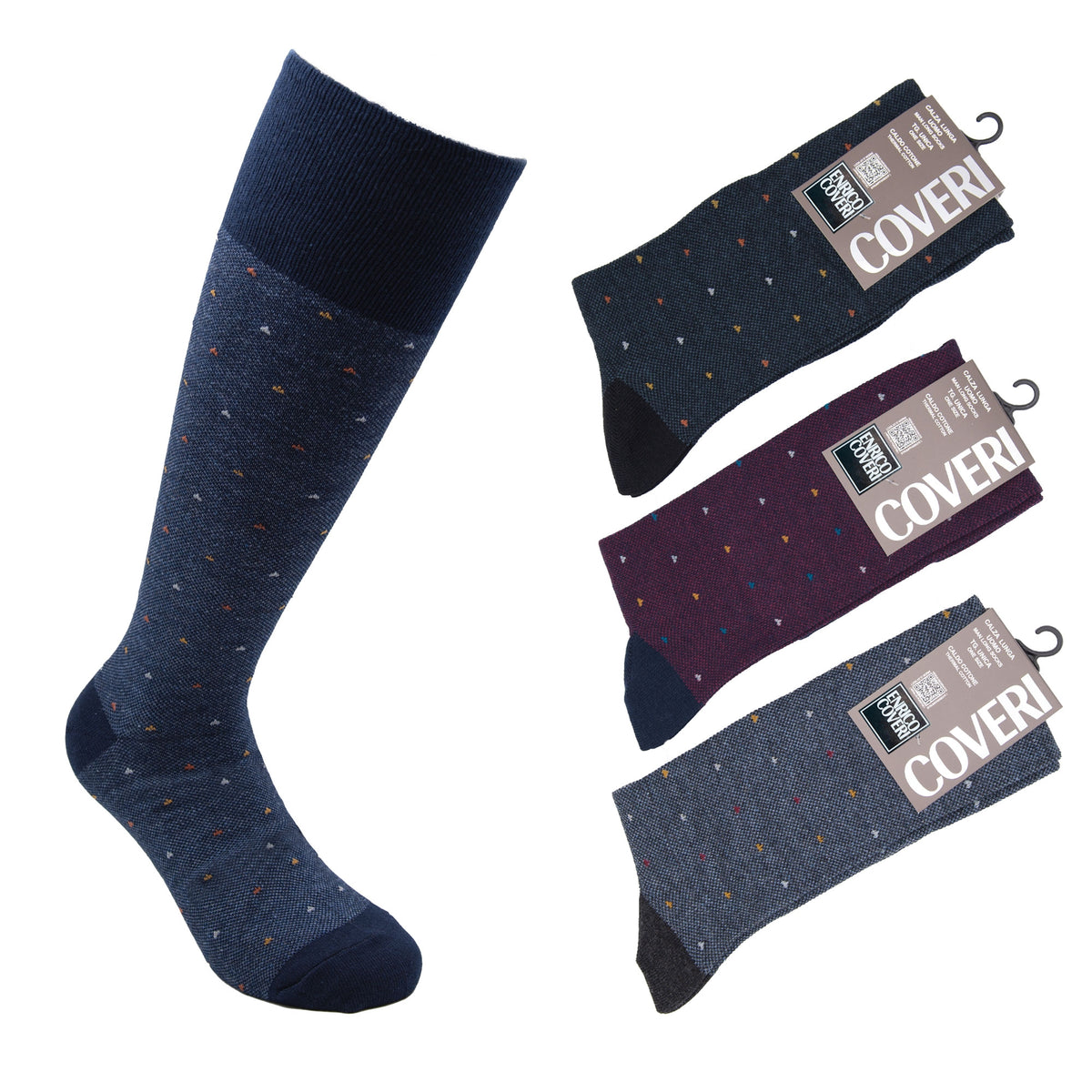 Calze lunghe uomo invernali Enrico Coveri 220 caldo cotone 4 paia var. B
