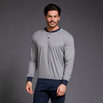 Pigiama uomo Enrico Coveri caldo cotone fantasia grigio blu EP2101