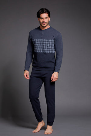 Pigiama uomo invernale Enrico Coveri EP2107 caldo punto milano jeans