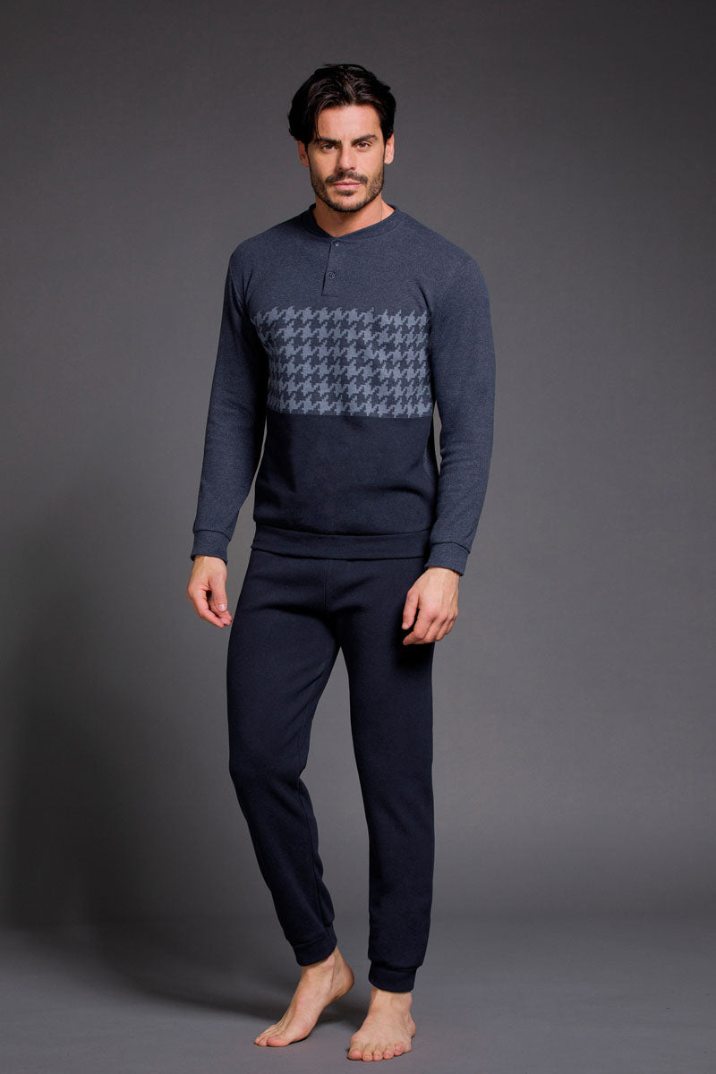 Pigiama uomo invernale Enrico Coveri EP2107 caldo punto milano jeans
