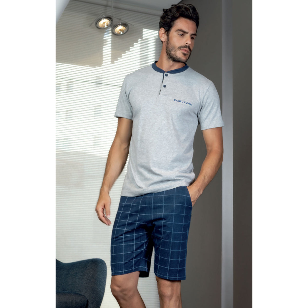 Pigiama uomo Enrico Coveri ep9066 grigio cotone