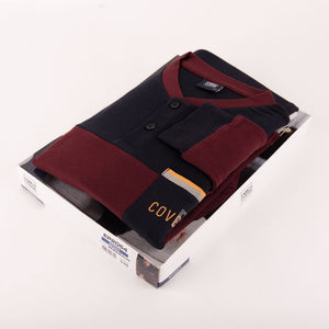 Pigiama uomo Enrico Coveri caldo cotone bordeaux blu 2054