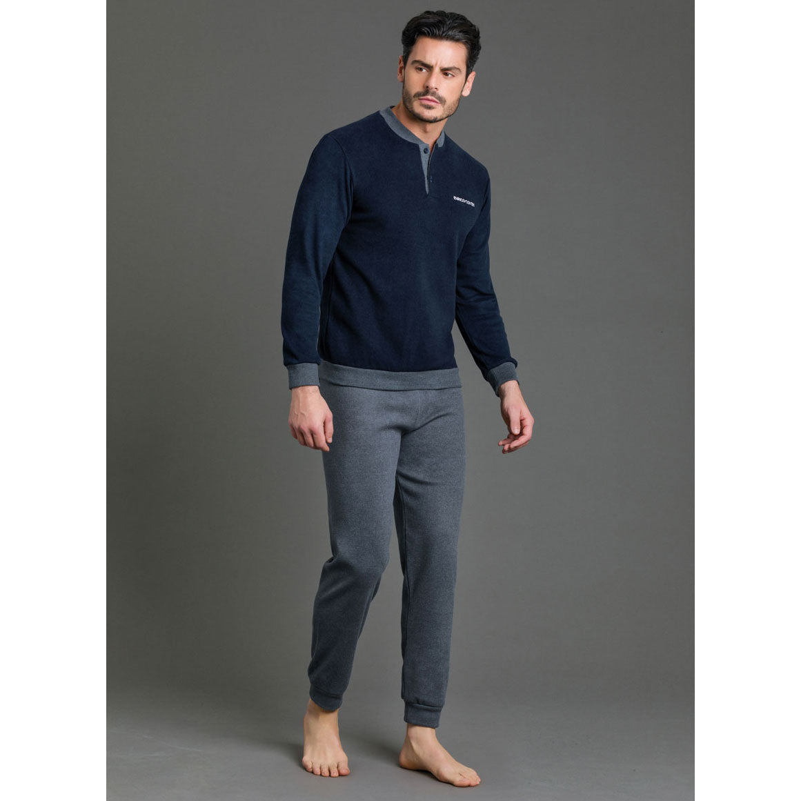 Pigiama uomo caldo punto milano Enrico coveri EP2070 blu