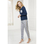 Pigiama donna Enrico Coveri EP4058 lungo cotone blu