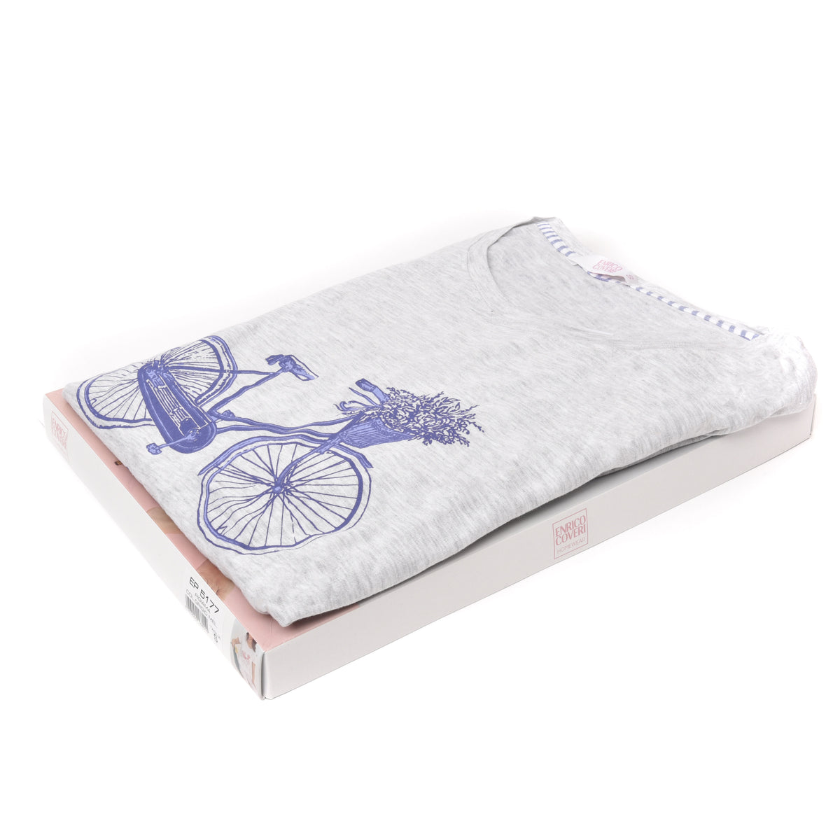 Pigiama donna Enrico Coveri ep5177 cotone rigato bicicletta grigio