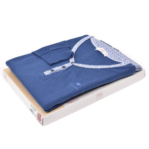 Pigiama donna Enrico Coveri ep5186 cotone 100% blu fantasia geometrica