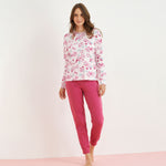 Pigiama donna Enrico Coveri ep5192 aperto cotone 100% rosa fiori