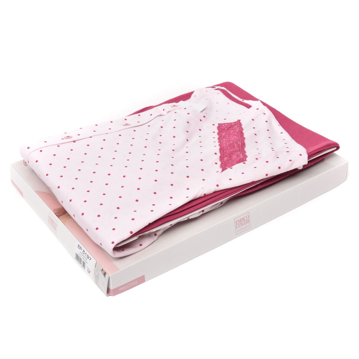 Pigiama donna Enrico Coveri ep5197 aperto cotone 100% rosa con pois