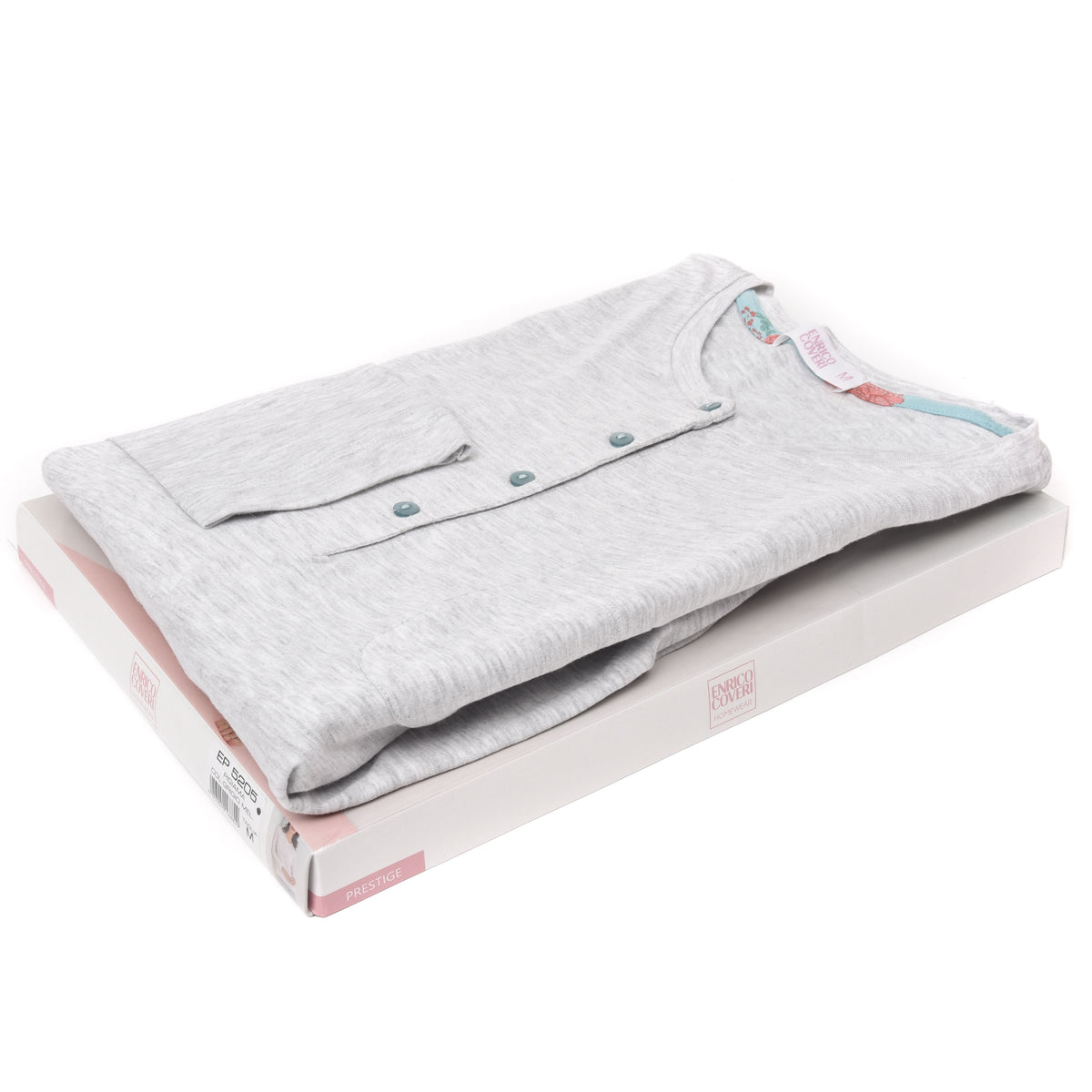 Pigiama donna Enrico Coveri ep5205 cotone grigio melange turchese