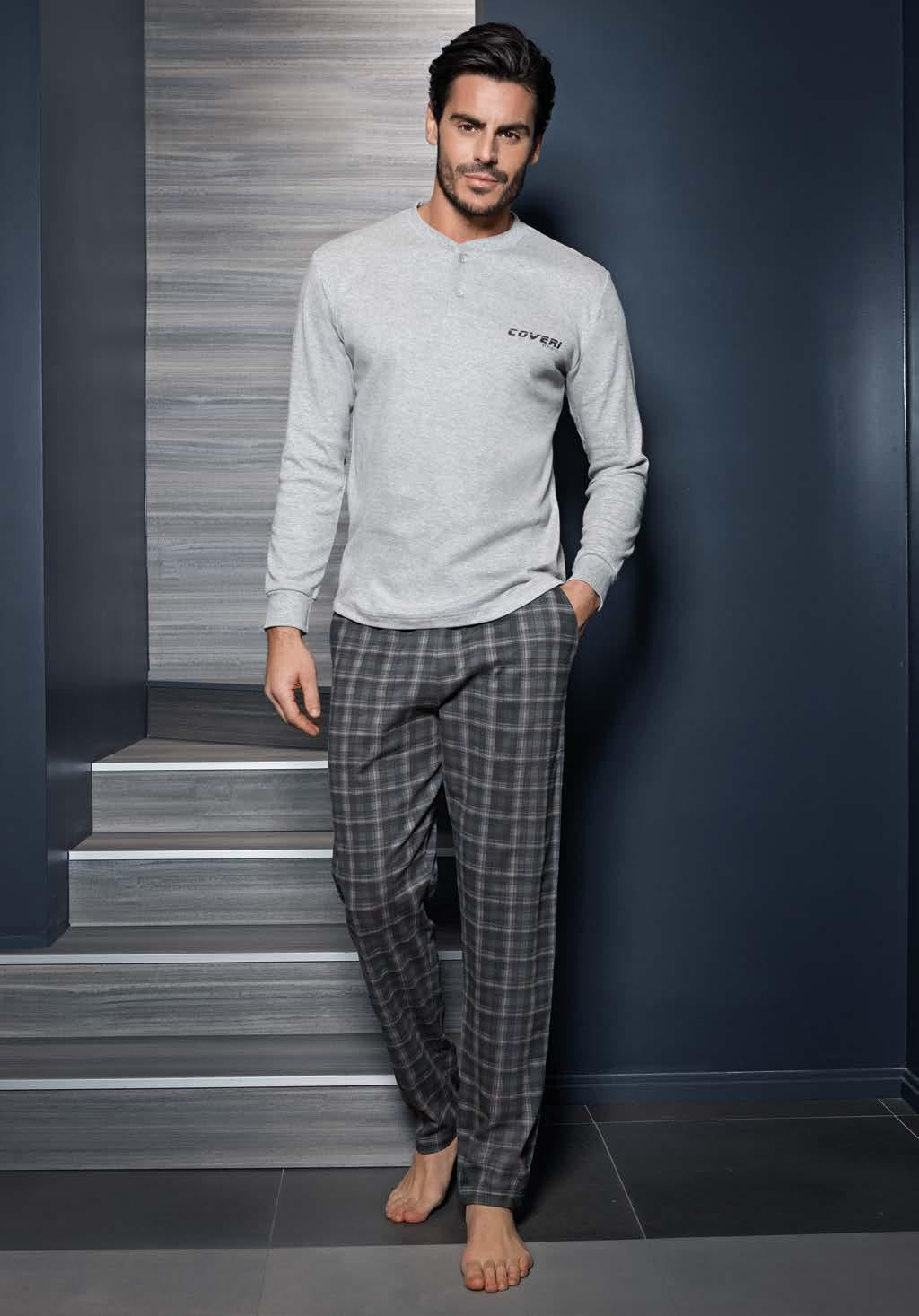 Pigiama uomo Enrico Coveri invernale ep6068 grigio caldo cotone
