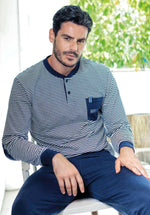 Pigiama uomo Enrico Coveri EP8095 blu cotone 