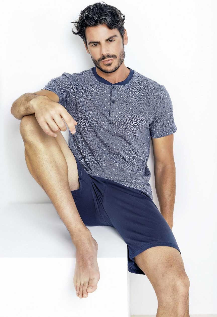 Pigiama uomo estivo Enrico Coveri ep9077 cotone blu