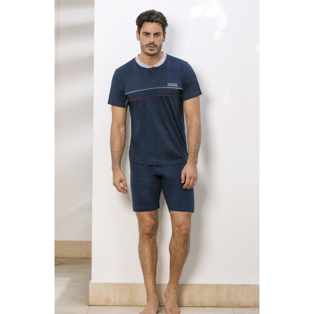 Pigiama uomo Enrico Coveri EP9123 corto cotone blu
