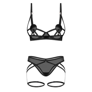 Set sexy a fasce con nipple covers e ferretto Obsessive Euridia 2 pezzi
