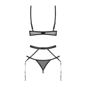 Set sexy 3 pezzi con reggiseno con ferretto, reggicalze e perizoma Obsessive Euridia