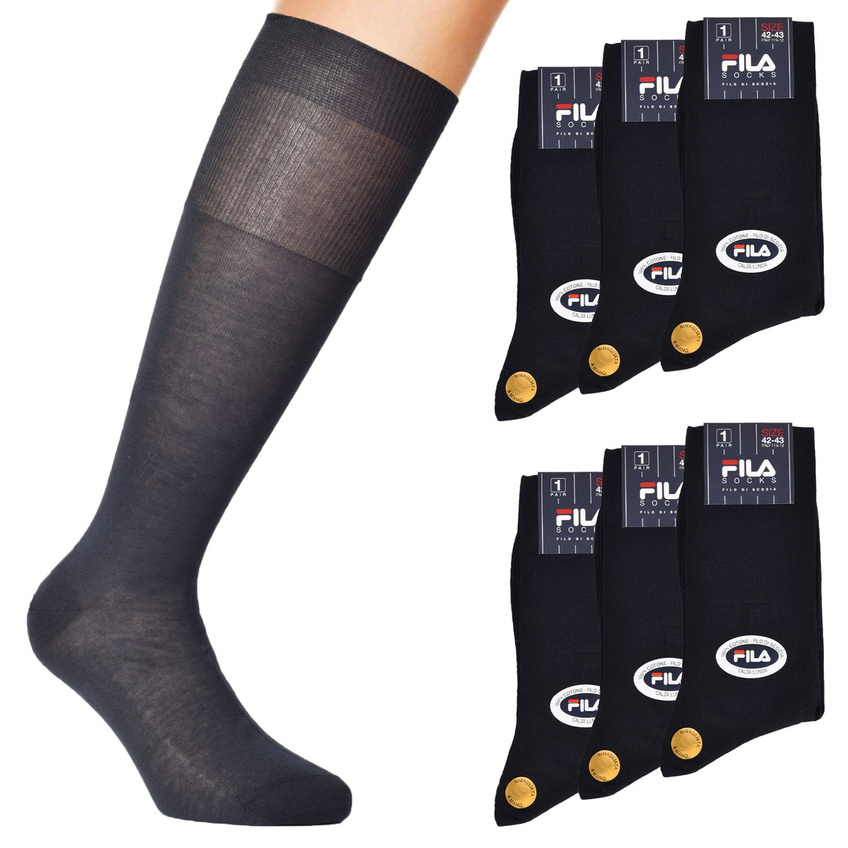 Calze uomo filo di scozia FILA F1200 lunghe 6 paia