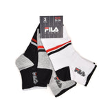 Calze corte Fila F8849 bambino nero grigio bianco cotone 3 paia