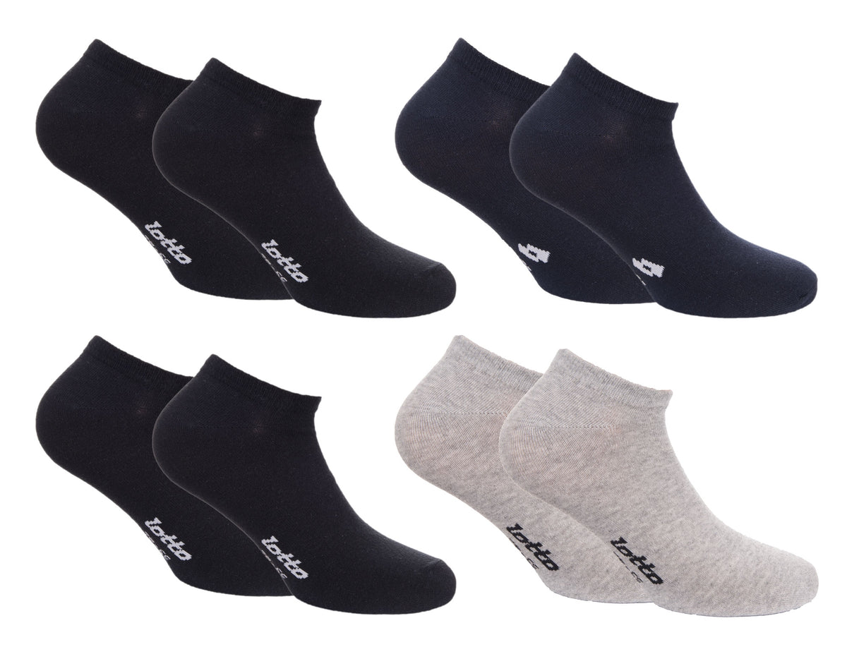 Minicalze unisex uomo donna Lotto toni in cotone elasticizzato assortito 4 paia 